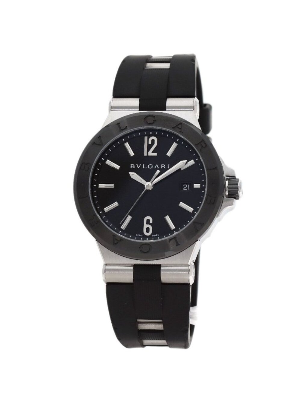 Bvlgari Diagono Date Watch SS Rubber Ceramic